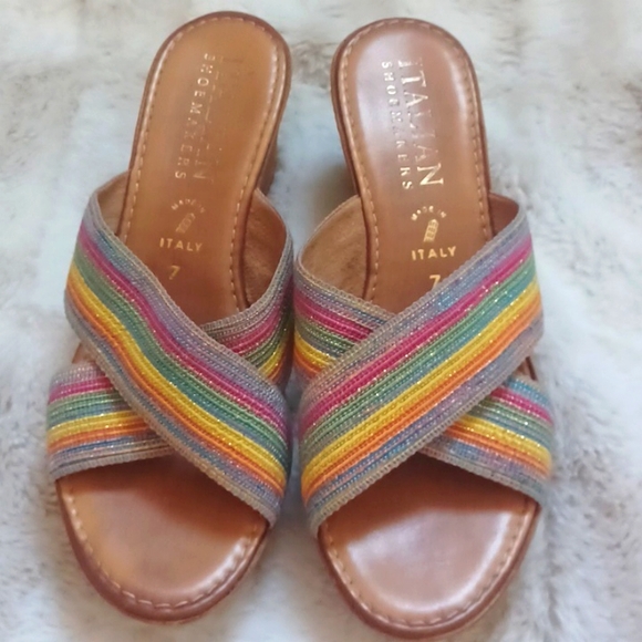 Italian Shoemakers Shoes - Rainbow colors stretch wedge. Gently worn and in great condition.#30